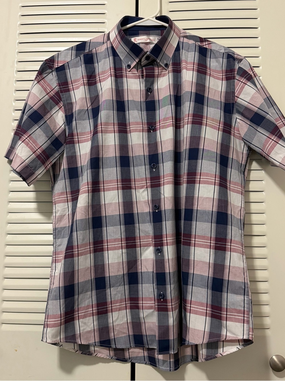 Roberta di Camerino Pink & Navy Plaid Short-Sleeve Button-Down Shirt